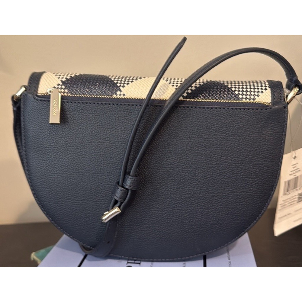 Kate Spade Crescent Woven Gingham Purse Crossbody Women's Bag Purse New Luna - Picture 8 of 11